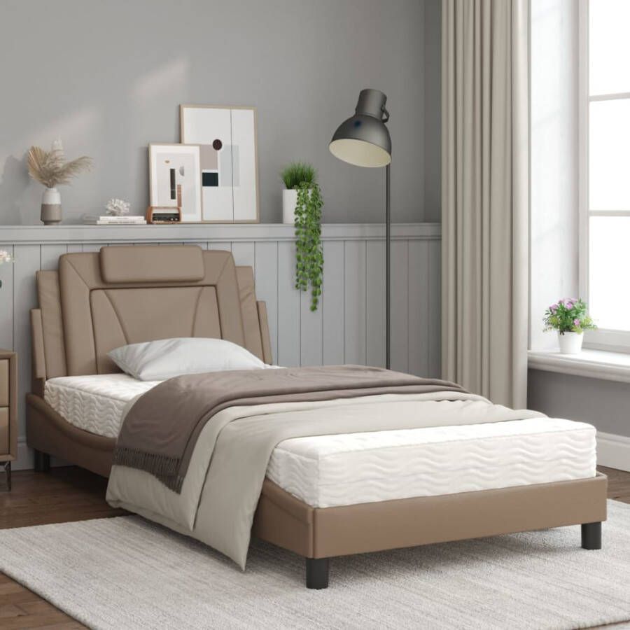 VidaXL Bedframe zonder matras Zadar kunstleer cappuccinokleurig 100x200 cm
