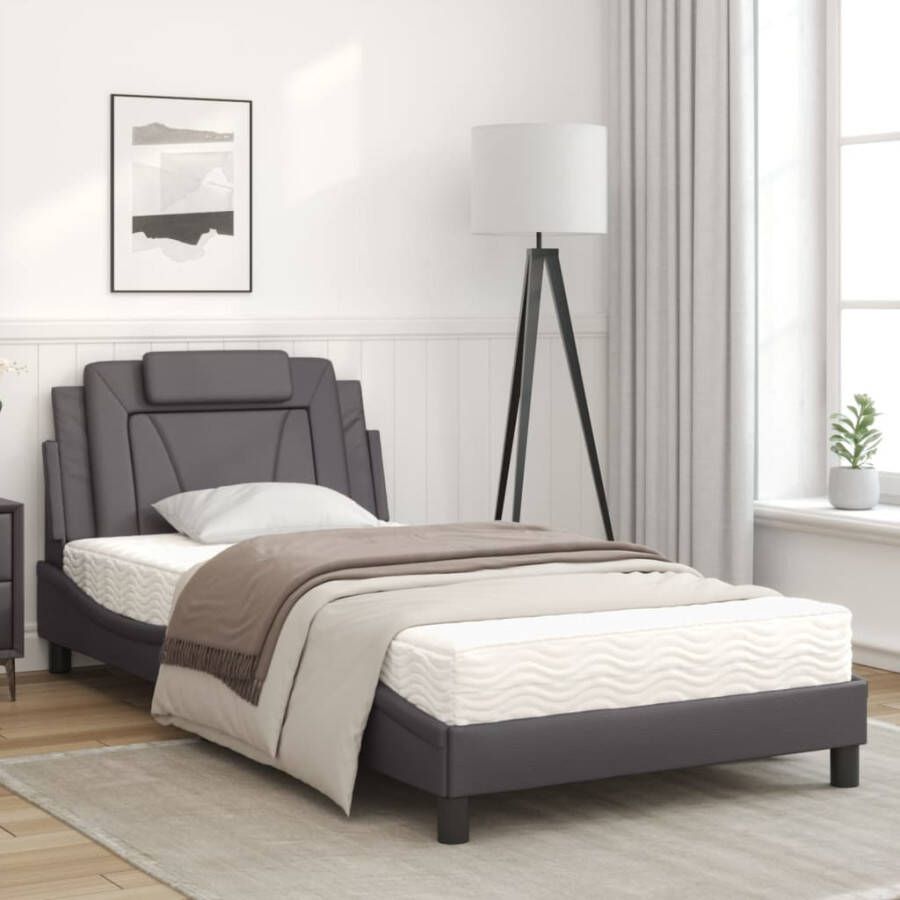 VidaXL Bedframe zonder matras Zadar kunstleer grijs 100x200 cm