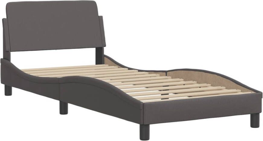 VidaXL Bed Viana met matras kunstleer grijs 90x200 cm - Foto 4