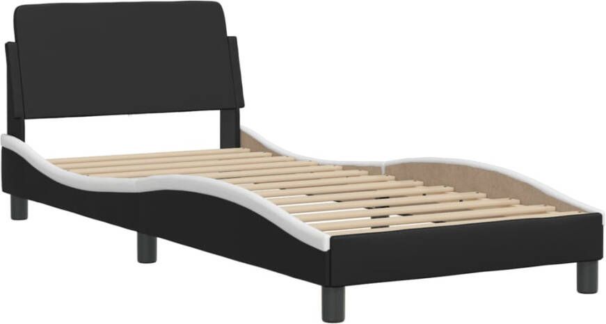 VidaXL Bed Viana met matras kunstleer zwart en wit 90x200 cm - Foto 4