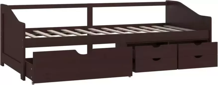 VIDAXL Bedbank 3-zits met lades grenenhout donkerbruin 90x200 cm