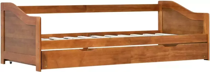 VidaXL -Bedbankframe-uittrekbaar-grenenhout-honingbruin-90x200-cm - Foto 3