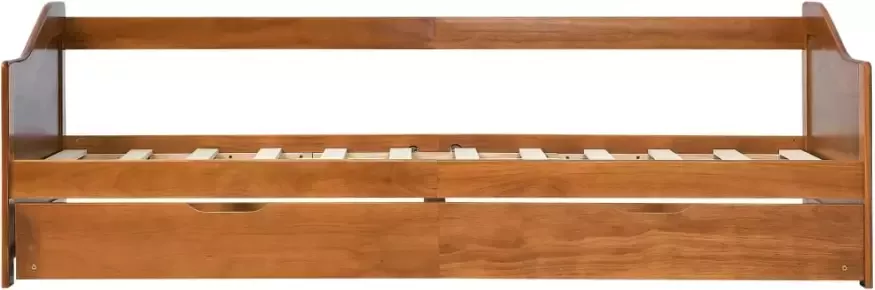 VidaXL -Bedbankframe-uittrekbaar-grenenhout-honingbruin-90x200-cm - Foto 2