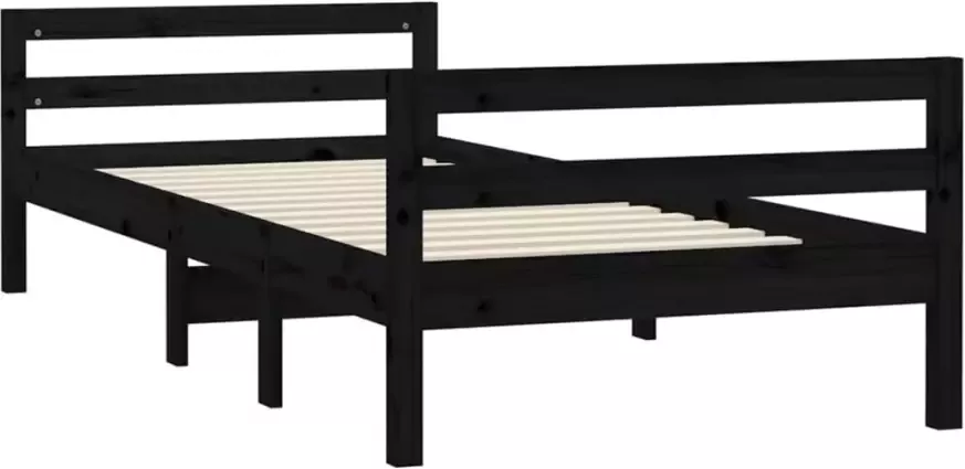 VidaXL -Bedframe-75x190-cm-massief-grenenhout-zwart - Foto 4