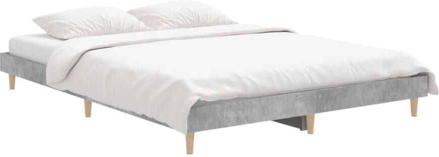 VidaXL -Bedframe-bewerkt-hout-betongrijs-135x190-cm - Foto 4