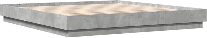 VidaXL -Bedframe-bewerkt-hout-betongrijs-200x200-cm - Foto 4