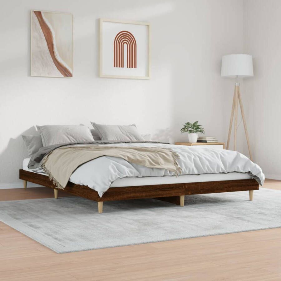 VIDAXL Bedframe zonder matras bewerkt hout bruin eikenkleur 120x200 cm - Foto 3