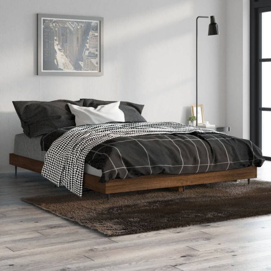 VIDAXL Bedframe zonder matras bewerkt hout bruin eikenkleur 140x190 cm - Foto 3