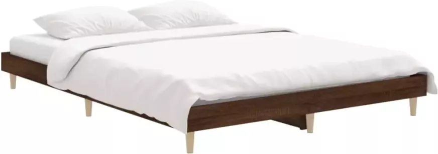 VIDAXL Bedframe zonder matras bewerkt hout bruin eikenkleur 140x190 cm - Foto 4