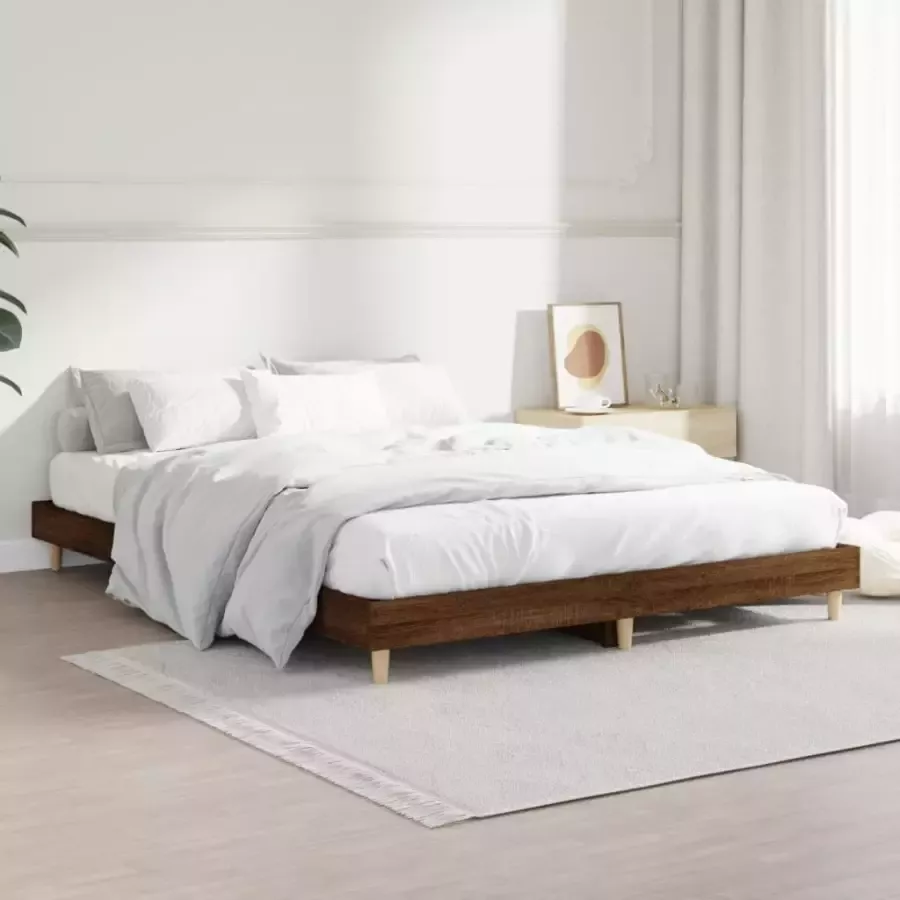 VIDAXL Bedframe zonder matras bewerkt hout bruin eikenkleur 140x190 cm - Foto 3