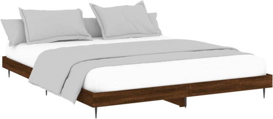 VIDAXL Bedframe zonder matras bewerkt hout bruin eikenkleur 160x200 cm - Foto 4