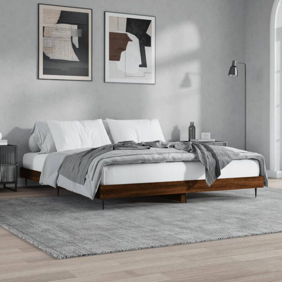 VIDAXL Bedframe zonder matras bewerkt hout bruin eikenkleur 160x200 cm - Foto 3