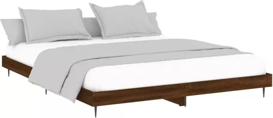 VidaXL Bedframe zonder matras 200x200 cm spaanplaat bruin eikenkleurig - Foto 4