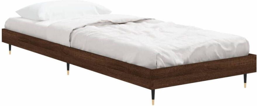 VIDAXL Bedframe zonder matras bewerkt hout bruin eikenkleur 75x190 cm - Foto 5