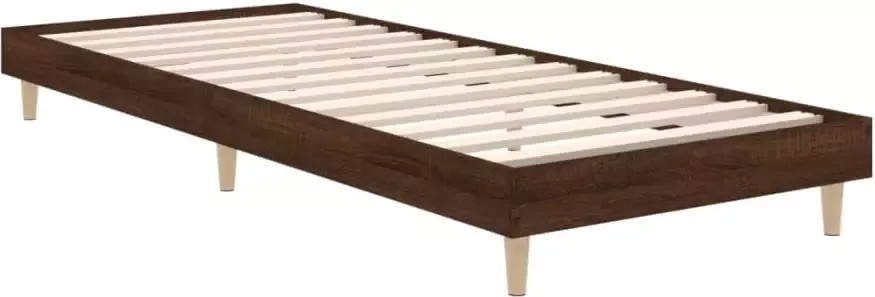 VIDAXL Bedframe zonder matras bewerkt hout bruin eikenkleur 75x190 cm - Foto 4