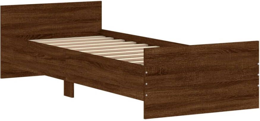 VidaXL -Bedframe-bewerkt-hout-bruineikenkleurig-75x190-cm-Small-Single - Foto 2