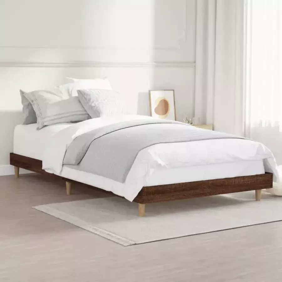 VidaXL Bedframe zonder matras bewerkt hout bruin eikenkleur 90x200 cm - Foto 4