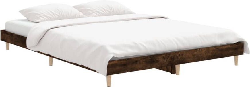 VidaXL -Bedframe-bewerkt-hout-gerookt-eikenkleurig-135x190-cm - Foto 4