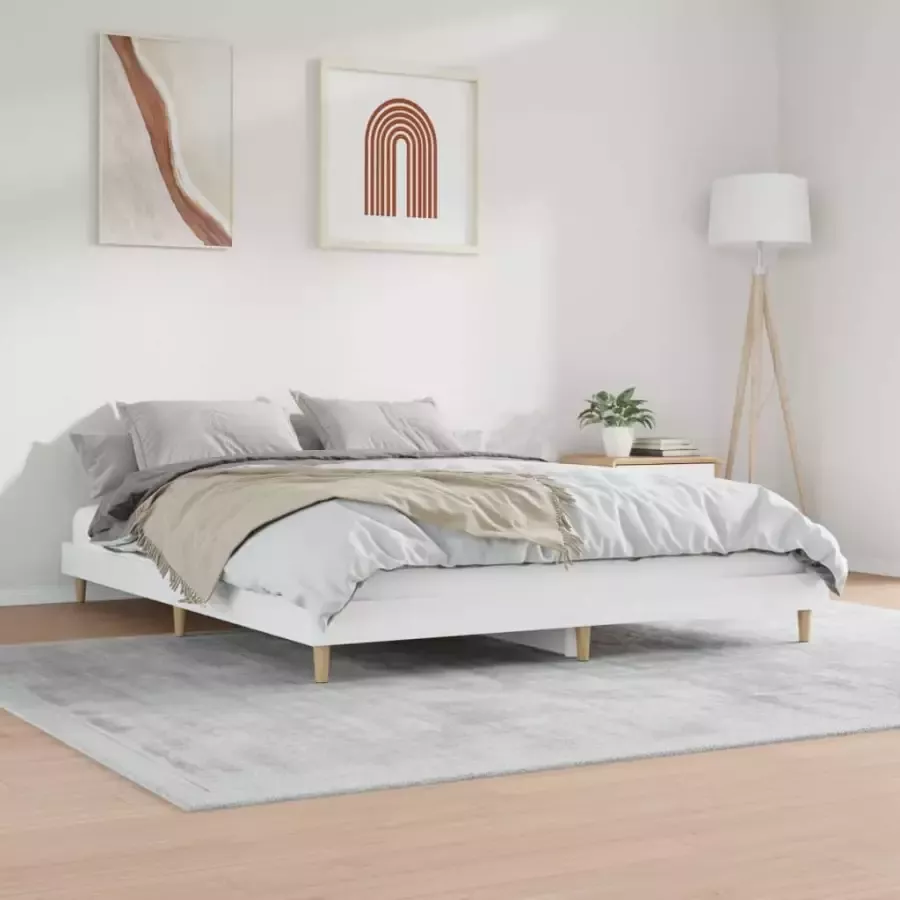 VidaXL -Bedframe-bewerkt-hout-hoogglans-wit-140x200-cm - Foto 3