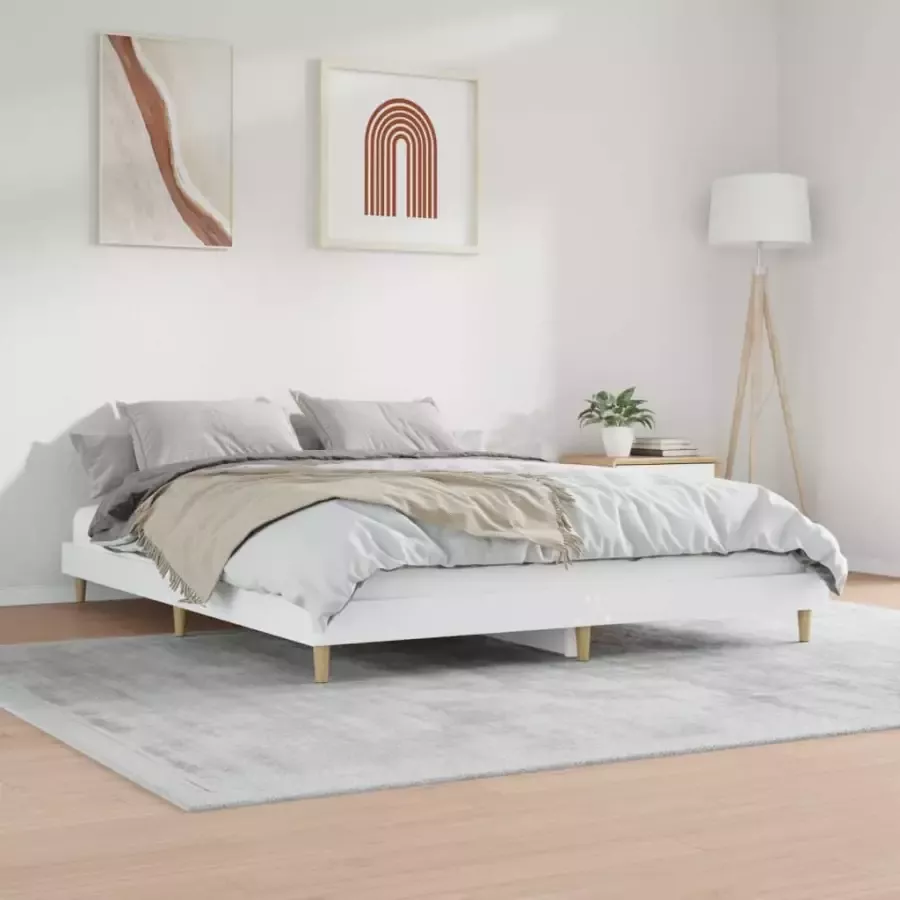 VidaXL -Bedframe-bewerkt-hout-wit-140x200-cm - Foto 4