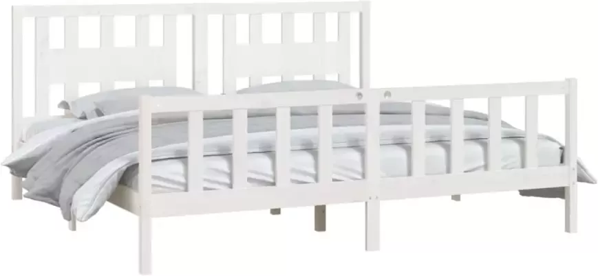 VidaXL -Bedframe-en-hoofdbord-grenenhout-wit-180x200-cm-6FT-Super-King - Foto 4