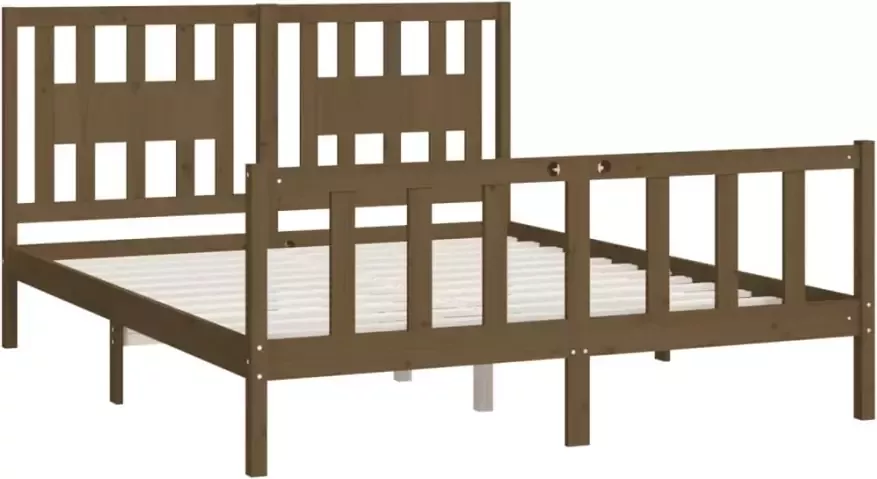 VidaXL -Bedframe-en-hoofdbord-hout-honingbruin-150x200-cm-5FT-King-Size - Foto 3