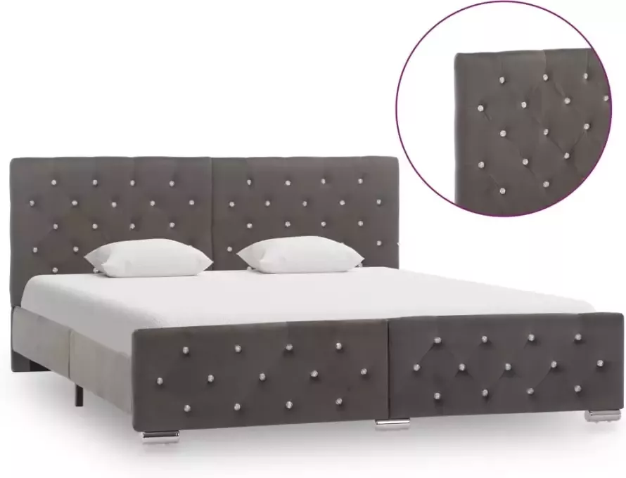 VidaXL -Bedframe-fluweel-grijs-160x200-cm - Foto 3