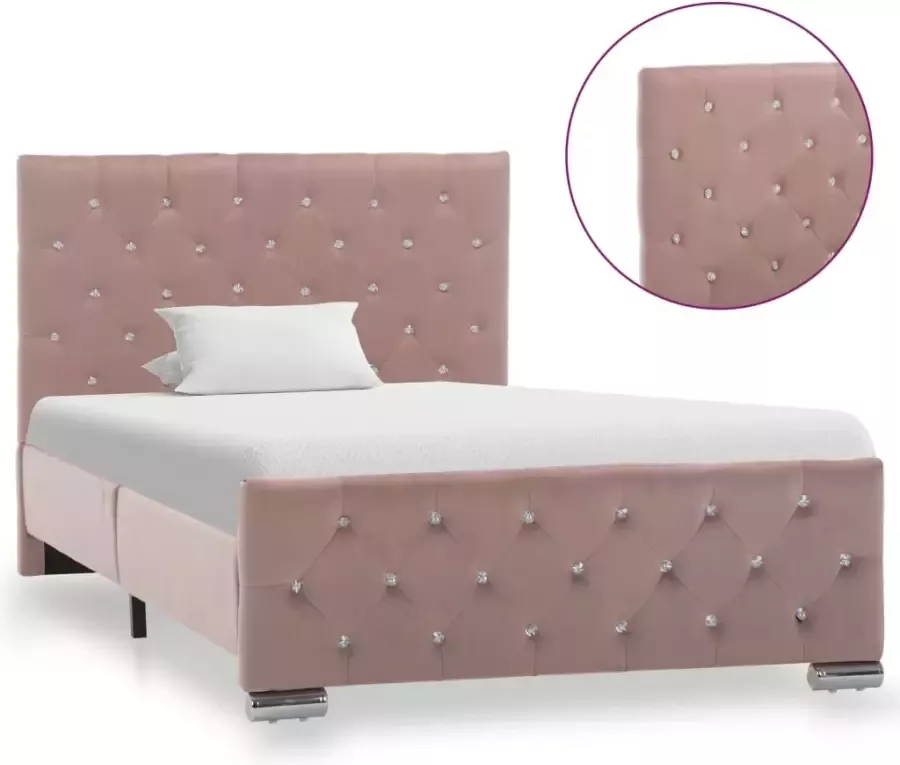 VidaXL -Bedframe-fluweel-roze-100x200-cm - Foto 2