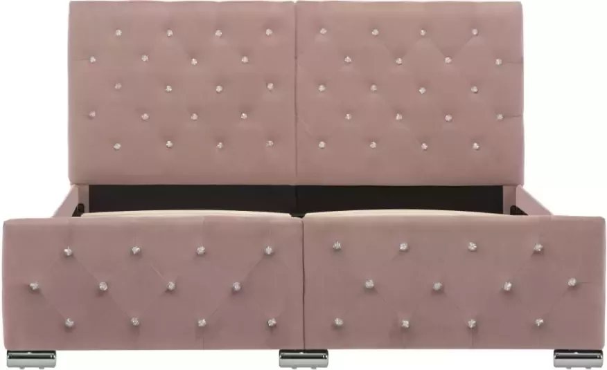 VidaXL -Bedframe-fluweel-roze-140x200-cm - Foto 3