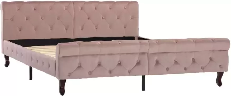 VidaXL -Bedframe-fluweel-roze-160x200-cm - Foto 4
