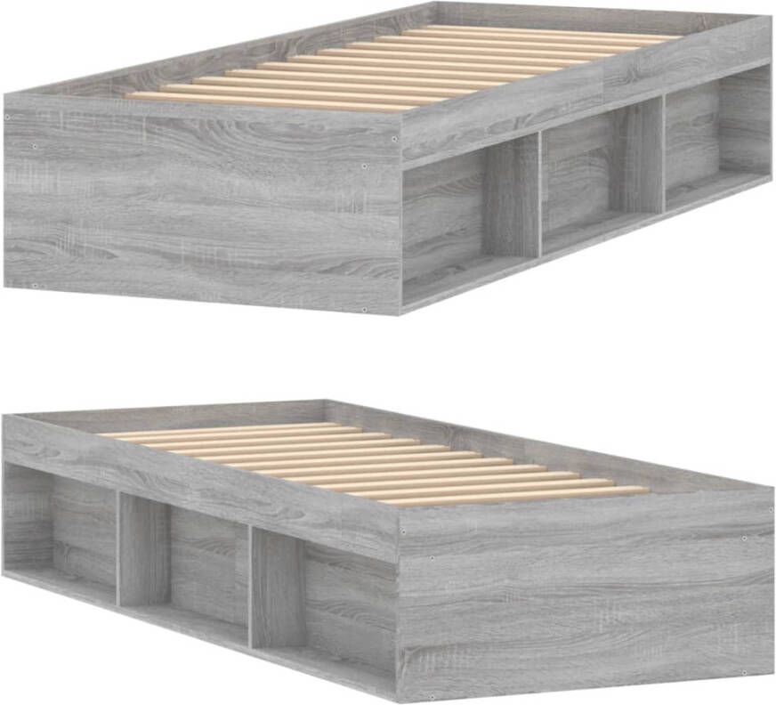 VidaXL -Bedframe-grijs-sonoma-eikenkleurig-75x190-cm-Small-Single