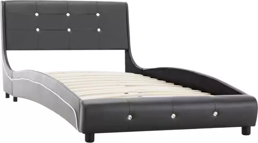 VidaXL -Bedframe-kunstleer-grijs-90x200-cm - Foto 4