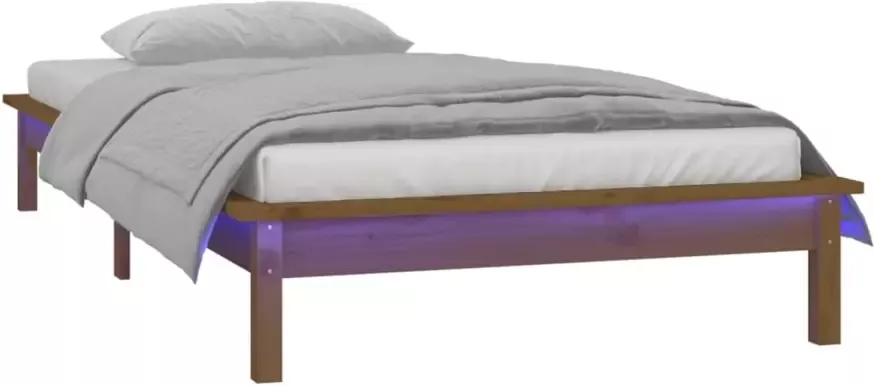 VidaXL -Bedframe-LED-hout-honingbruin-75x190-cm-2FT6-Small-Single - Foto 4
