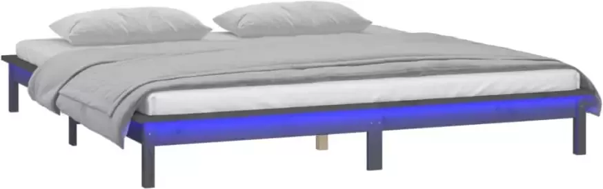 VidaXL -Bedframe-LED-massief-hout-grijs-120x190-cm-4FT-Small-Double - Foto 3