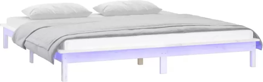 VidaXL -Bedframe-LED-massief-hout-wit-150x200-cm-5FT-King-Size - Foto 5