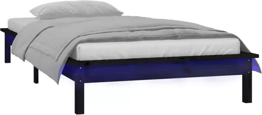 VidaXL -Bedframe-LED-massief-hout-zwart-90x200-cm - Foto 3