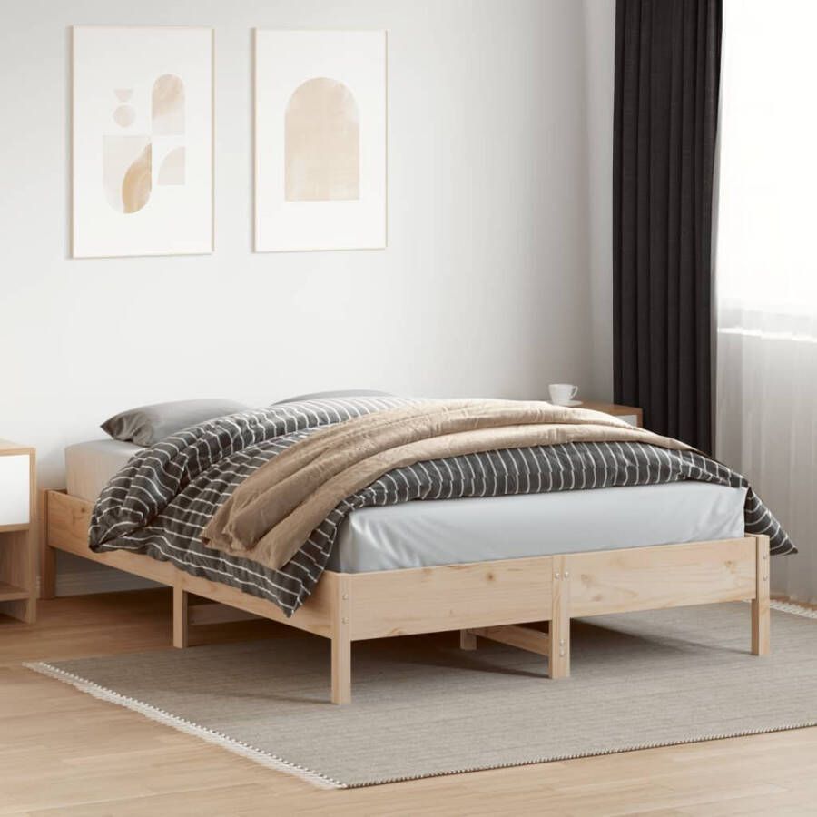 VIDAXL Bedframe zonder matras massief grenenhout 140x200 cm