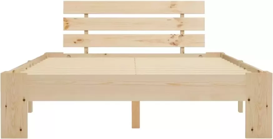 VidaXL -Bedframe-met-hoofdbord-massief-grenenhout-wit-140x200-cm