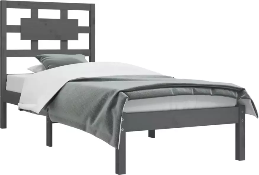 VidaXL -Bedframe-massief-grenenhout-grijs-100x200-cm - Foto 4