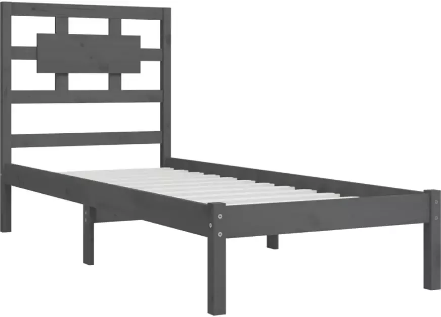 VidaXL -Bedframe-massief-grenenhout-grijs-100x200-cm - Foto 3