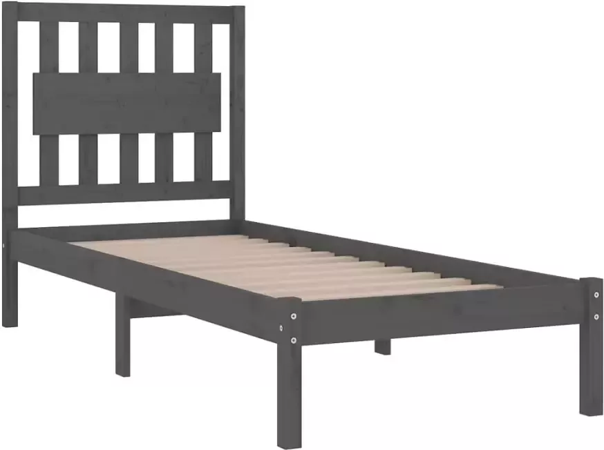 VidaXL -Bedframe-massief-grenenhout-grijs-100x200-cm - Foto 4