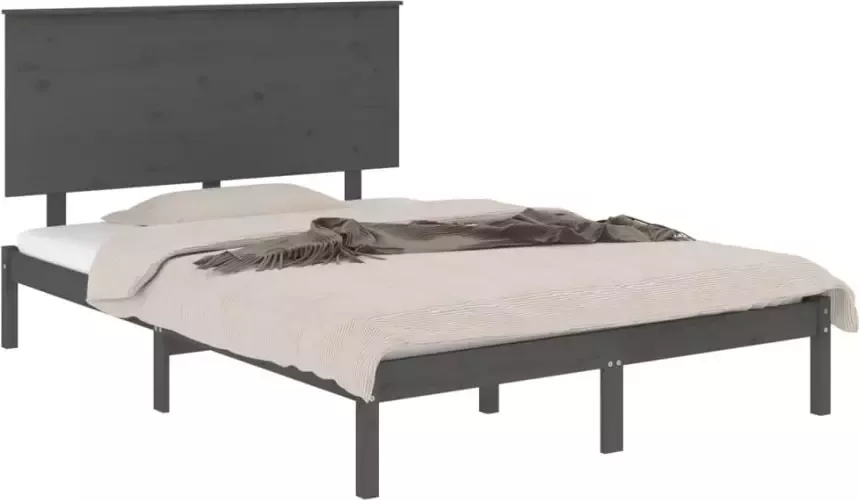 VidaXL -Bedframe-massief-grenenhout-grijs-120x200-cm - Foto 4