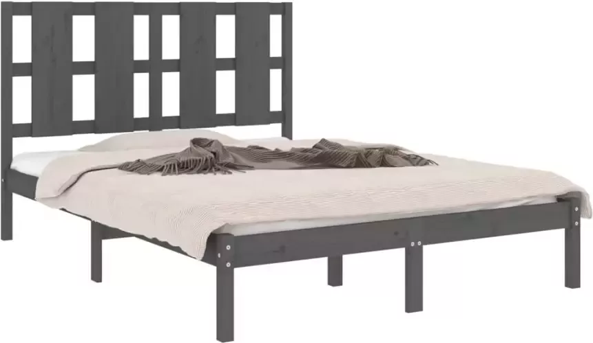 VidaXL -Bedframe-massief-grenenhout-grijs-120x200-cm - Foto 4