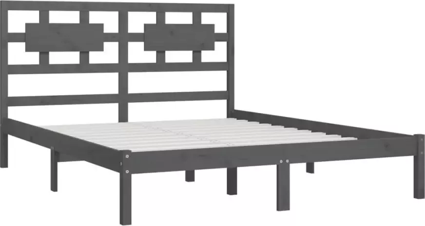 VidaXL -Bedframe-massief-grenenhout-grijs-120x200-cm - Foto 4