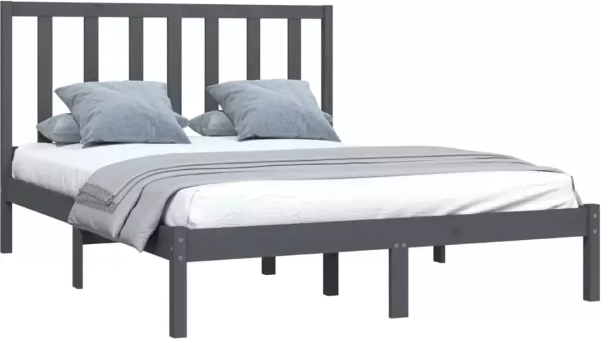 VidaXL -Bedframe-massief-grenenhout-grijs-135x190-cm-4FT6-Double - Foto 16