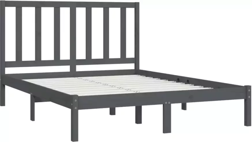 VidaXL -Bedframe-massief-grenenhout-grijs-135x190-cm-4FT6-Double - Foto 15