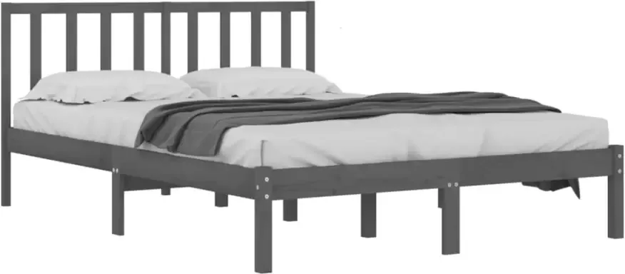 VidaXL -Bedframe-massief-grenenhout-grijs-140x190-cm - Foto 5