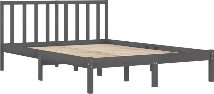 VidaXL -Bedframe-massief-grenenhout-grijs-140x190-cm - Foto 4