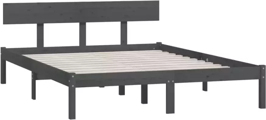 VidaXL -Bedframe-massief-grenenhout-grijs-200x200-cm - Foto 4