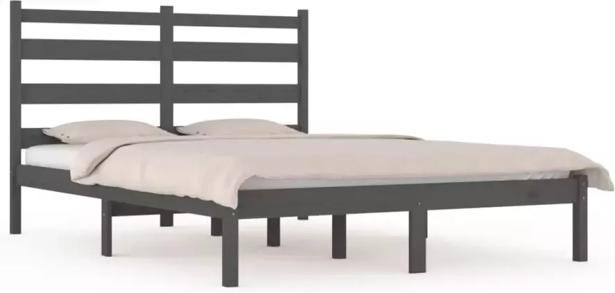 VidaXL -Bedframe-massief-grenenhout-grijs-200x200-cm - Foto 5